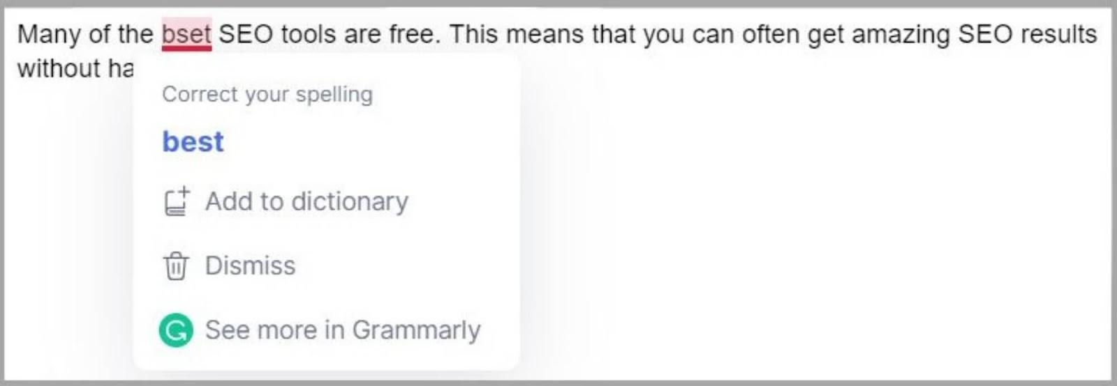 Grammarly corrects grammar mistakes on text