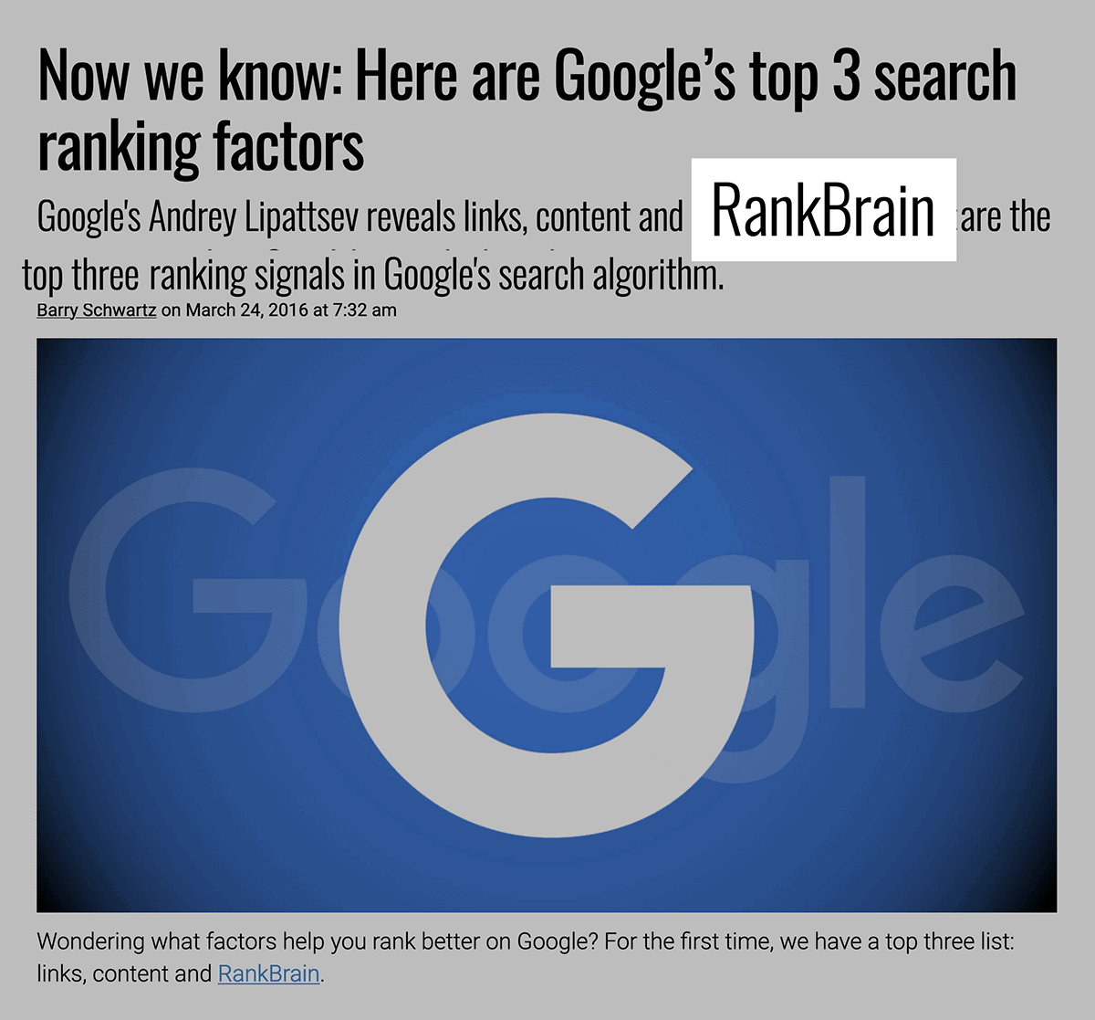 Google's top three ranking factors