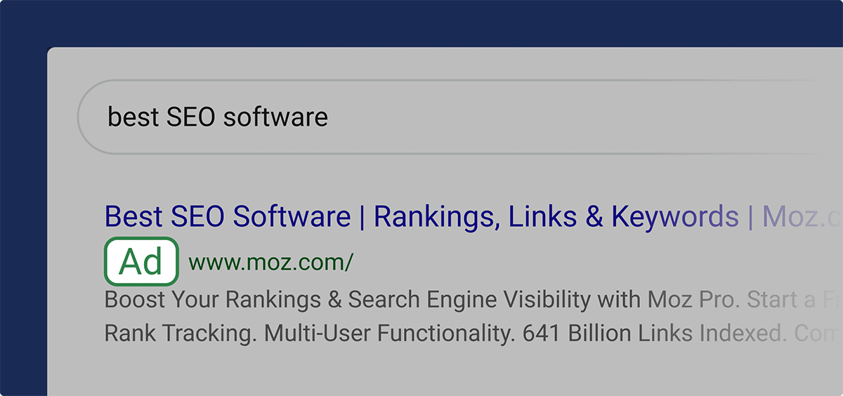 Paid search results' ads