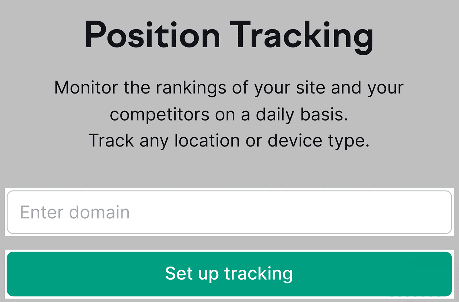 Enter domain and set up tracking