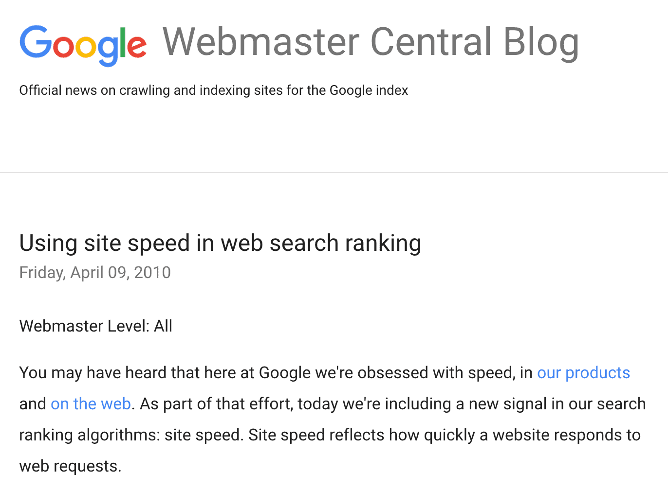 A site's loading speed is a ranking factor