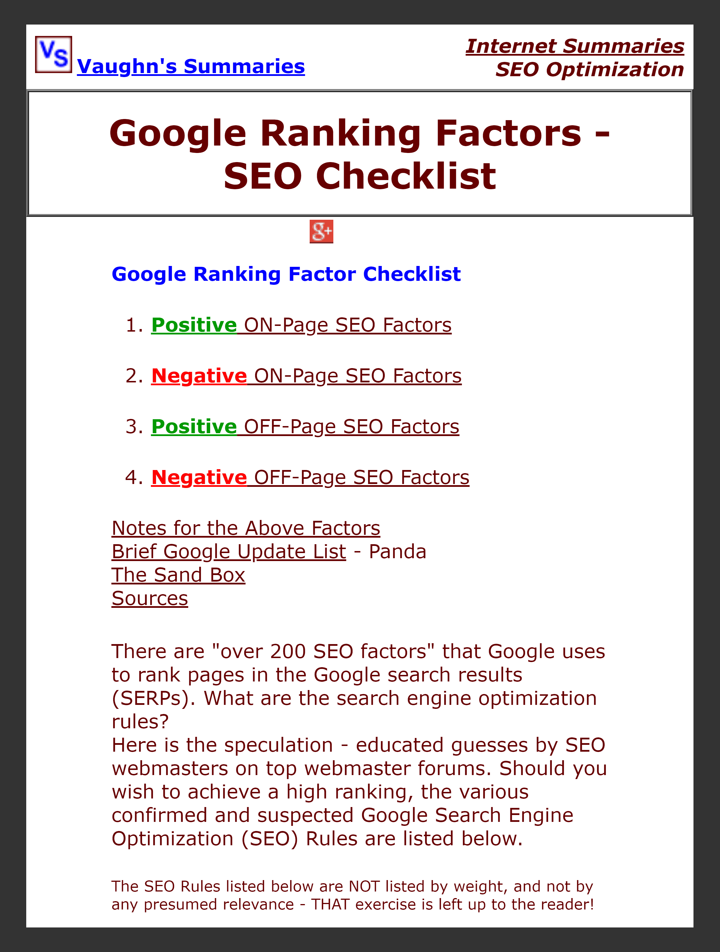 Vaughn's – Google ranking factors